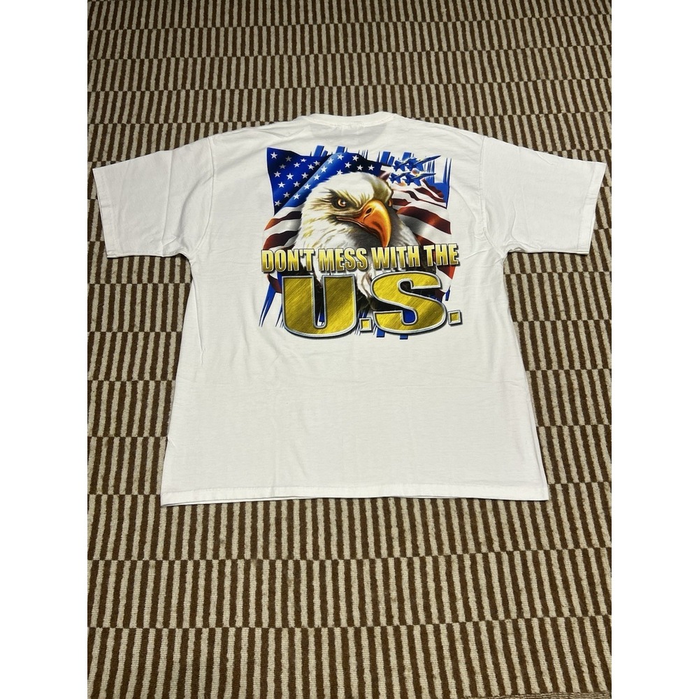Vintage America "don't Mess With The U.S." Bald Eagle T-Shirt XL RARE MENS WHITE